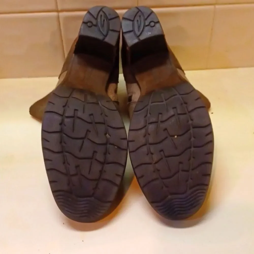 Earth Malta Patch Work Brown &Tan Suede Chunky Leather Boots 8